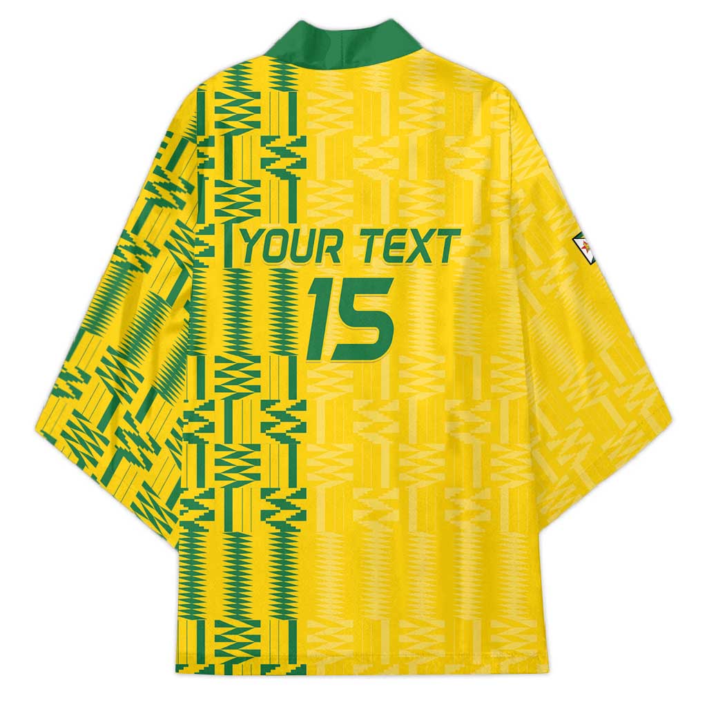 Custom Zimbabwe Football Kimono Come On Warriors - Kente Pattern - Wonder Print Shop
