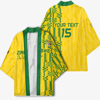 Custom Zimbabwe Football Kimono Come On Warriors - Kente Pattern - Wonder Print Shop