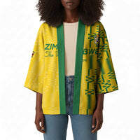 Custom Zimbabwe Football Kimono Come On Warriors - Kente Pattern - Wonder Print Shop