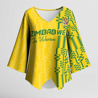 Custom Zimbabwe Football Kimono Sleeve Blouse Come On Warriors - Kente Pattern - Wonder Print Shop