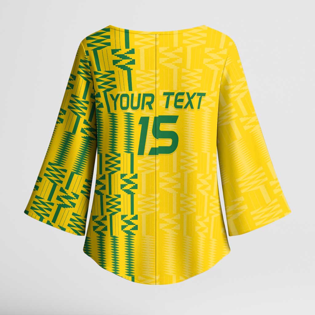 Custom Zimbabwe Football Kimono Sleeve Blouse Come On Warriors - Kente Pattern - Wonder Print Shop