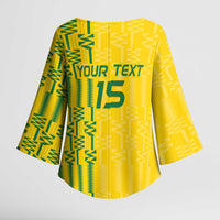 Custom Zimbabwe Football Kimono Sleeve Blouse Come On Warriors - Kente Pattern - Wonder Print Shop