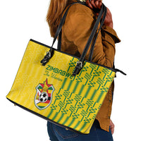 Zimbabwe Football Leather Tote Bag Come On Warriors - Kente Pattern - Wonder Print Shop
