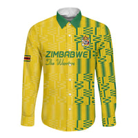 Custom Zimbabwe Football Long Sleeve Button Shirt Come On Warriors - Kente Pattern - Wonder Print Shop