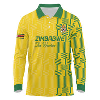 Custom Zimbabwe Football Long Sleeve Polo Shirt Come On Warriors - Kente Pattern - Wonder Print Shop