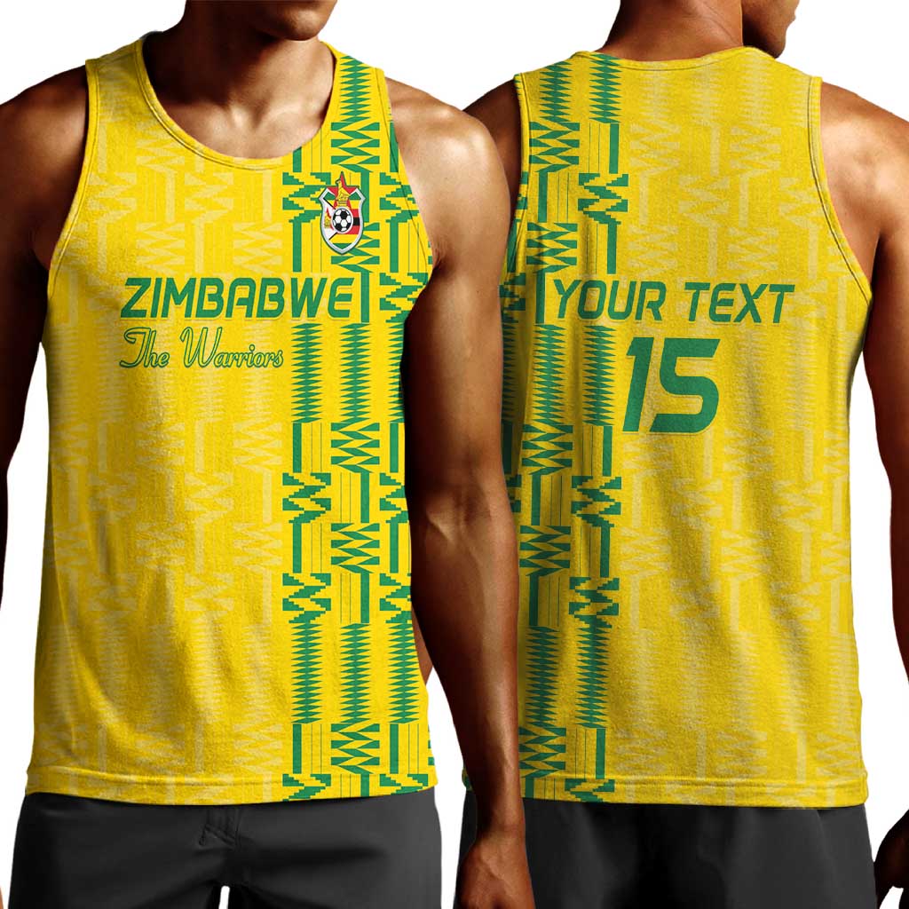 Custom Zimbabwe Football Men Tank Top Come On Warriors - Kente Pattern - Wonder Print Shop