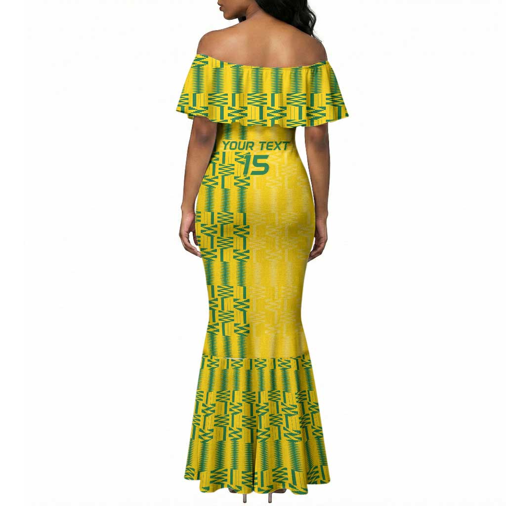 Custom Zimbabwe Football Mermaid Dress Come On Warriors - Kente Pattern - Wonder Print Shop