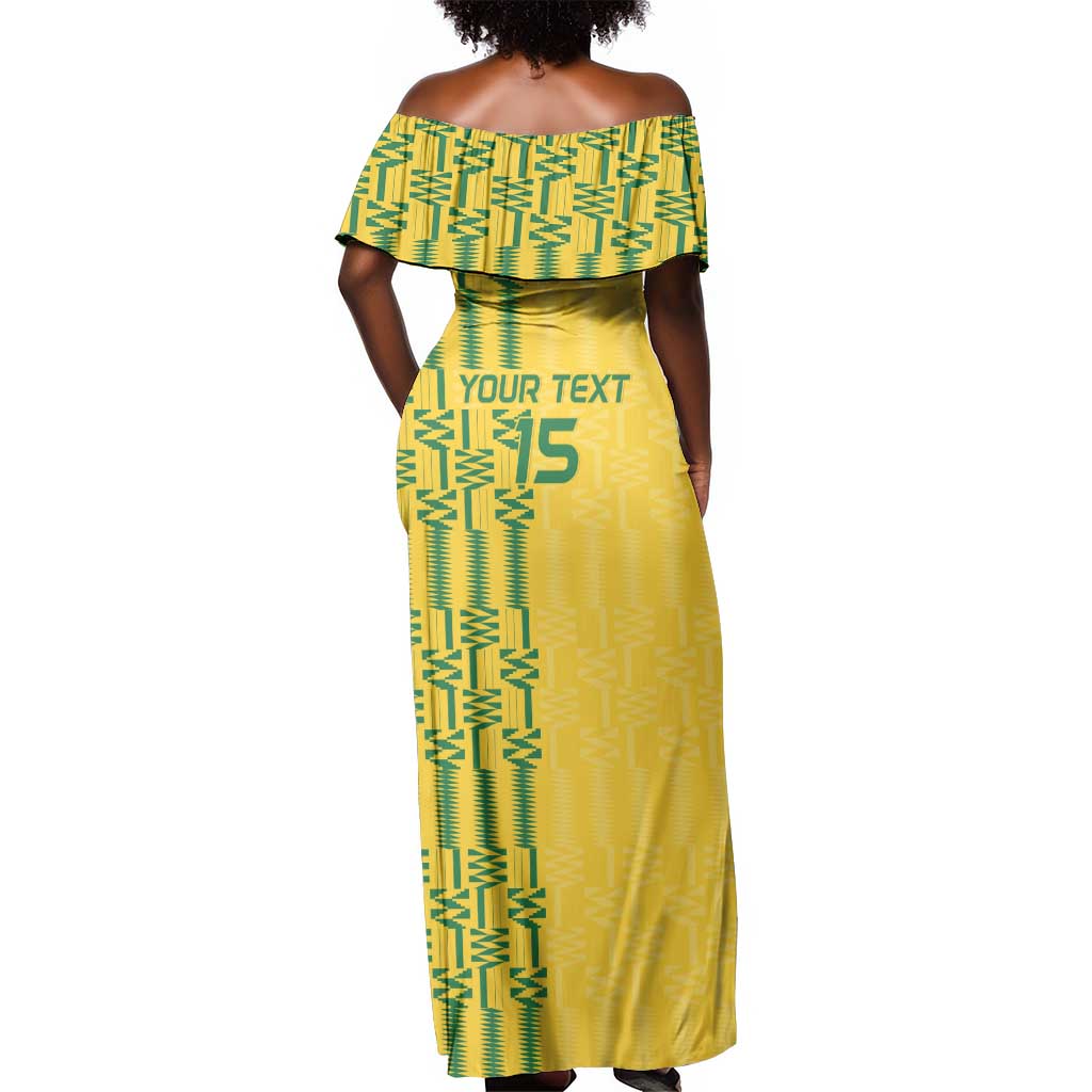 Custom Zimbabwe Football Off Shoulder Maxi Dress Come On Warriors - Kente Pattern - Wonder Print Shop