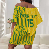 Custom Zimbabwe Football Off Shoulder Short Dress Come On Warriors - Kente Pattern - Wonder Print Shop