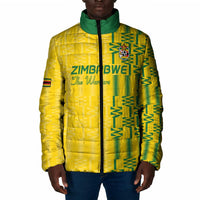 Custom Zimbabwe Football Padded Jacket Come On Warriors - Kente Pattern - Wonder Print Shop