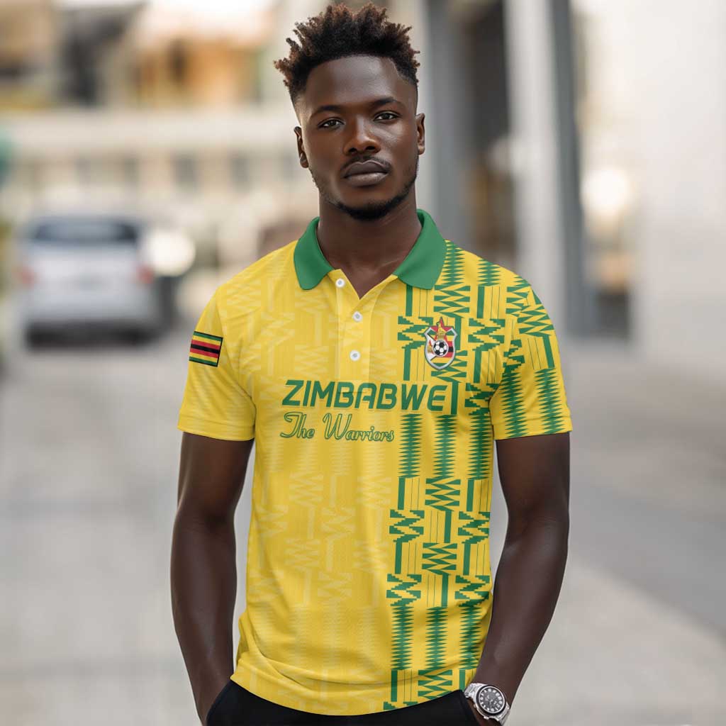 Custom Zimbabwe Football Polo Shirt Come On Warriors - Kente Pattern - Wonder Print Shop
