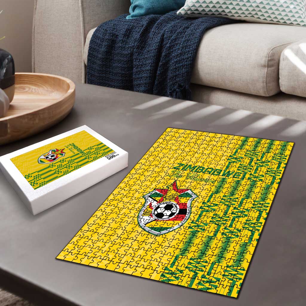 Zimbabwe Football Puzzle Come On Warriors - Kente Pattern - Wonder Print Shop