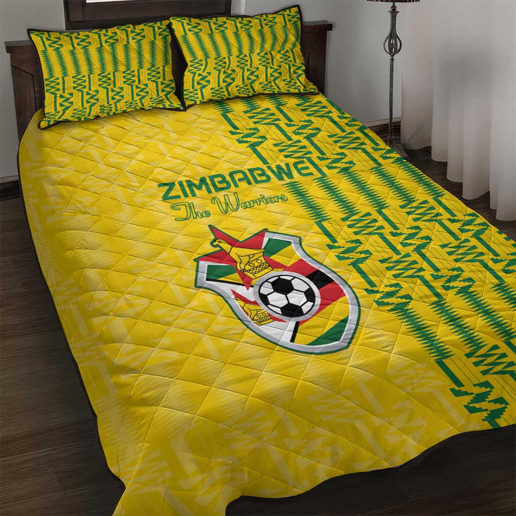 Zimbabwe Football Quilt Bed Set Come On Warriors - Kente Pattern - Wonder Print Shop