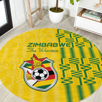 Zimbabwe Football Round Carpet Come On Warriors - Kente Pattern - Wonder Print Shop