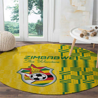 Zimbabwe Football Round Carpet Come On Warriors - Kente Pattern - Wonder Print Shop