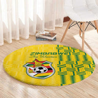 Zimbabwe Football Round Carpet Come On Warriors - Kente Pattern - Wonder Print Shop