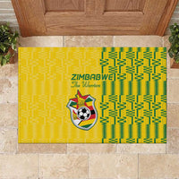 Zimbabwe Football Rubber Doormat Come On Warriors - Kente Pattern - Wonder Print Shop