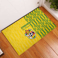 Zimbabwe Football Rubber Doormat Come On Warriors - Kente Pattern - Wonder Print Shop
