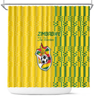 Zimbabwe Football Shower Curtain Come On Warriors - Kente Pattern - Wonder Print Shop