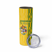 Custom Zimbabwe Football Skinny Tumbler Come On Warriors - Kente Pattern - Wonder Print Shop