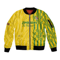 Custom Zimbabwe Football Sleeve Zip Bomber Jacket Come On Warriors - Kente Pattern - Wonder Print Shop