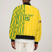 Custom Zimbabwe Football Sleeve Zip Bomber Jacket Come On Warriors - Kente Pattern - Wonder Print Shop