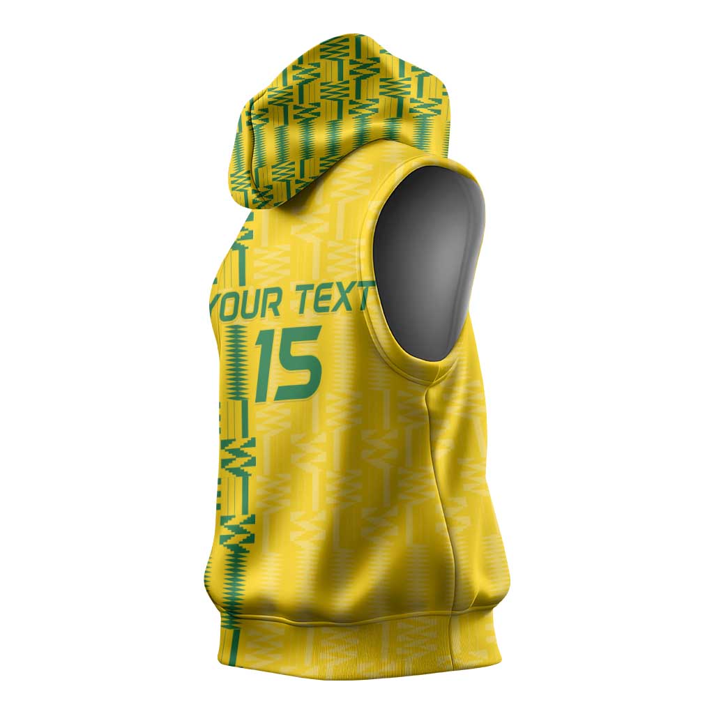 Custom Zimbabwe Football Sleeveless Hoodie Come On Warriors - Kente Pattern - Wonder Print Shop