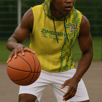 Custom Zimbabwe Football Sleeveless Hoodie Come On Warriors - Kente Pattern - Wonder Print Shop