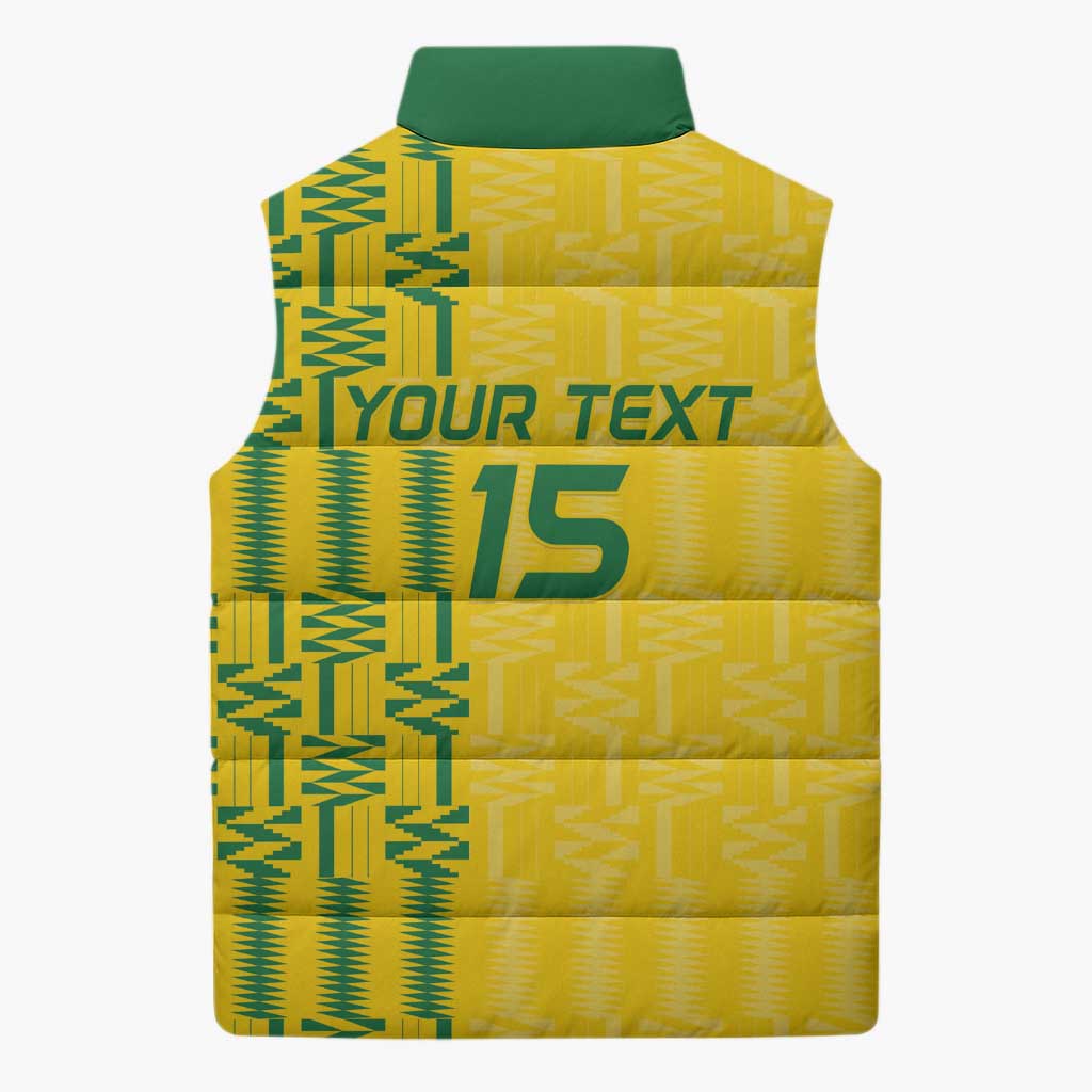 Custom Zimbabwe Football Sleeveless Puffer Jacket Come On Warriors - Kente Pattern - Wonder Print Shop