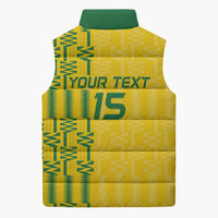 Custom Zimbabwe Football Sleeveless Puffer Jacket Come On Warriors - Kente Pattern - Wonder Print Shop