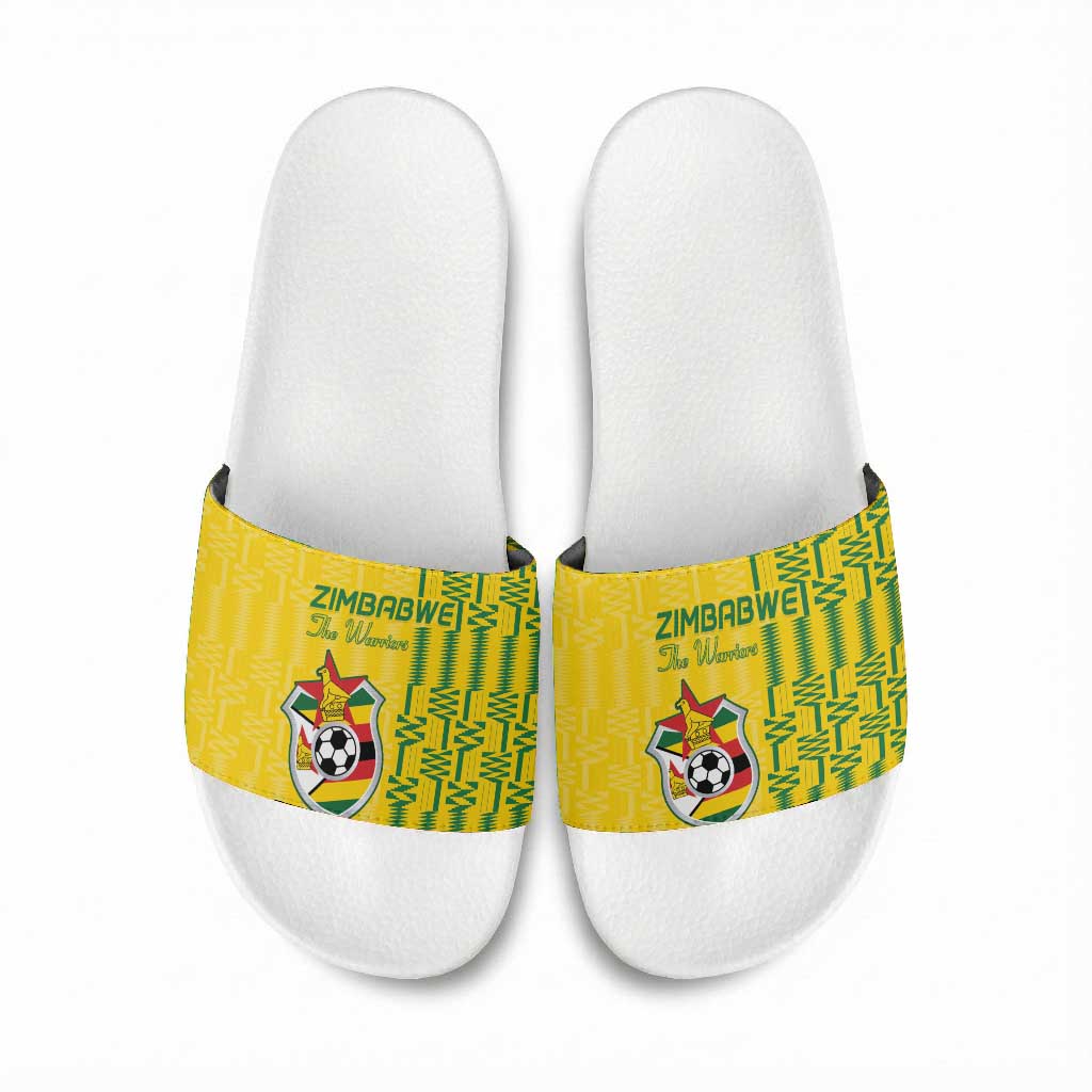 Zimbabwe Football Slide Sandals Come On Warriors - Kente Pattern - Wonder Print Shop