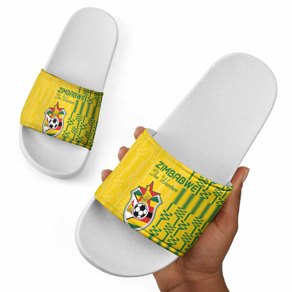 Zimbabwe Football Slide Sandals Come On Warriors - Kente Pattern - Wonder Print Shop