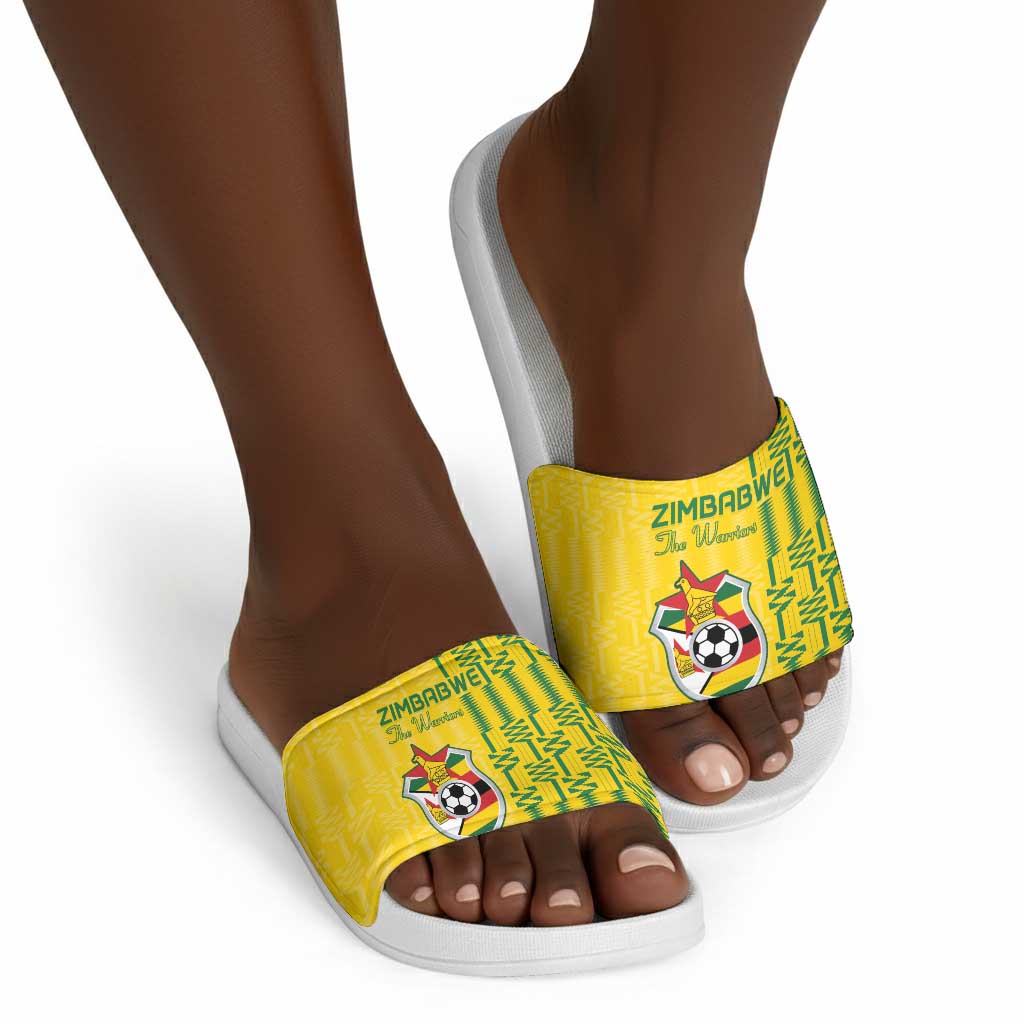 Zimbabwe Football Slide Sandals Come On Warriors - Kente Pattern - Wonder Print Shop
