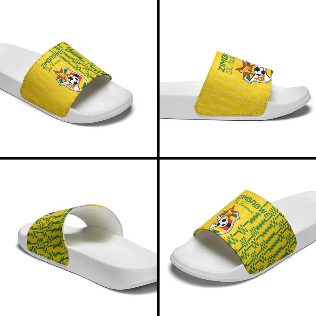 Zimbabwe Football Slide Sandals Come On Warriors - Kente Pattern - Wonder Print Shop
