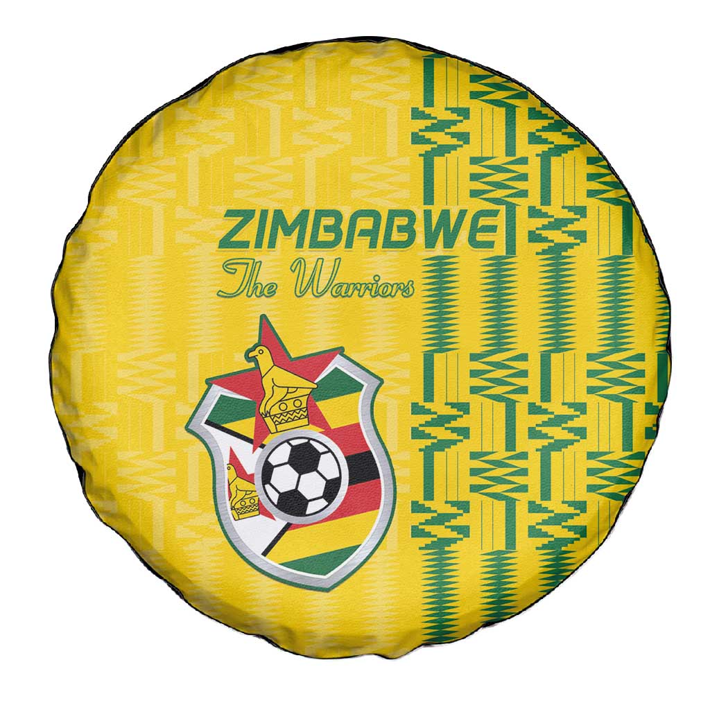 Zimbabwe Football Spare Tire Cover Come On Warriors - Kente Pattern - Wonder Print Shop
