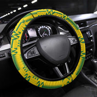 Zimbabwe Football Steering Wheel Cover Come On Warriors - Kente Pattern - Wonder Print Shop