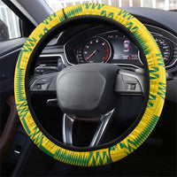 Zimbabwe Football Steering Wheel Cover Come On Warriors - Kente Pattern - Wonder Print Shop