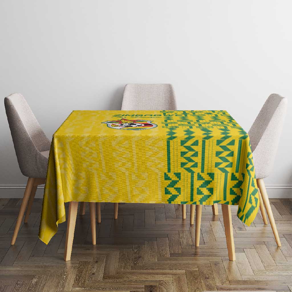 Zimbabwe Football Tablecloth Come On Warriors - Kente Pattern - Wonder Print Shop