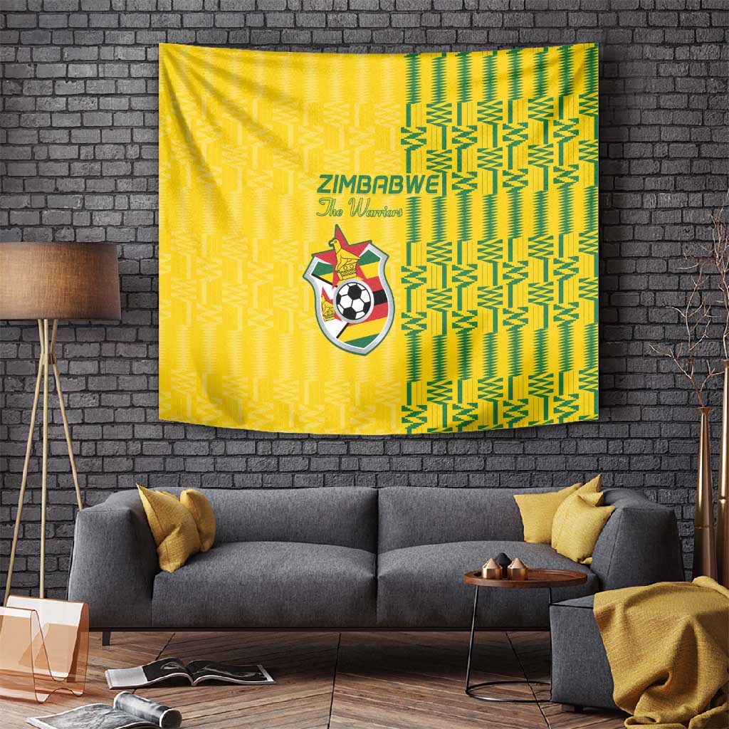 Zimbabwe Football Tapestry Come On Warriors - Kente Pattern - Wonder Print Shop
