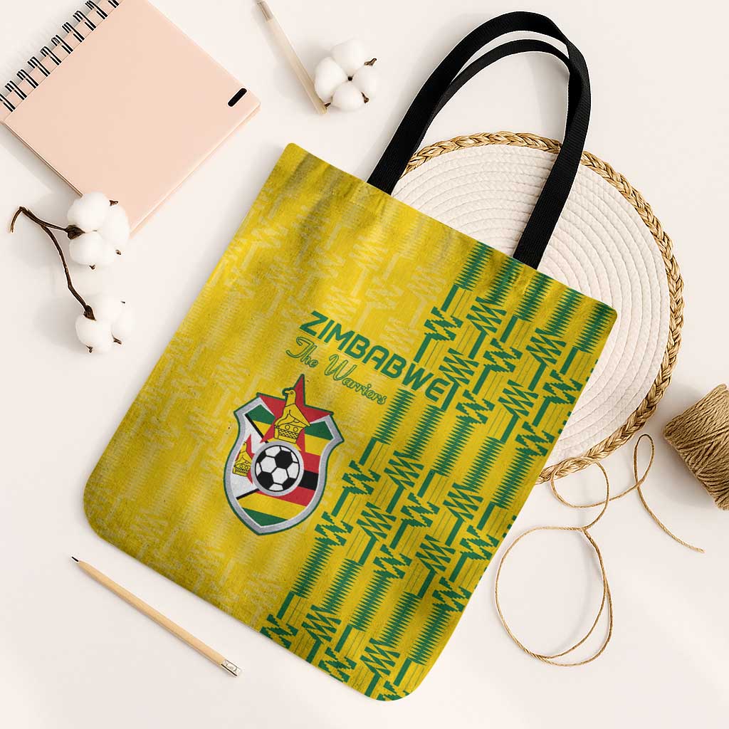 Zimbabwe Football Tote Bag Come On Warriors - Kente Pattern - Wonder Print Shop