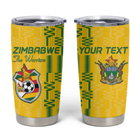 Custom Zimbabwe Football Tumbler Cup Come On Warriors - Kente Pattern - Wonder Print Shop