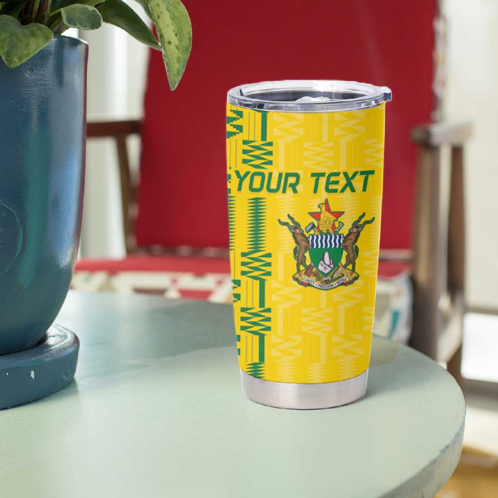 Custom Zimbabwe Football Tumbler Cup Come On Warriors - Kente Pattern - Wonder Print Shop