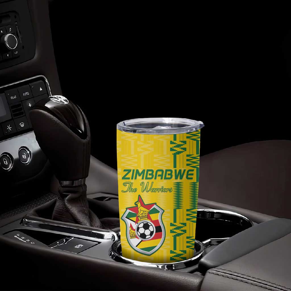 Custom Zimbabwe Football Tumbler Cup Come On Warriors - Kente Pattern - Wonder Print Shop