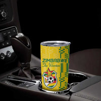 Custom Zimbabwe Football Tumbler Cup Come On Warriors - Kente Pattern - Wonder Print Shop