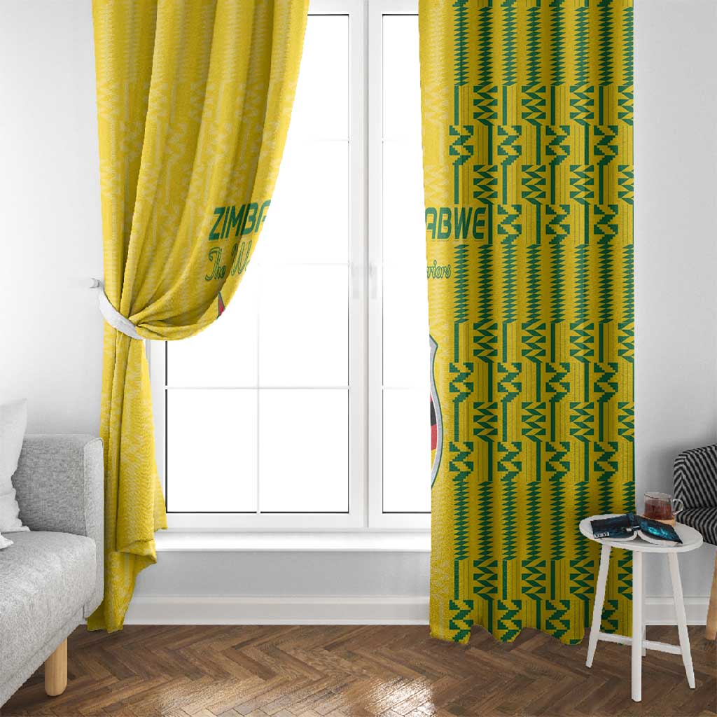 Zimbabwe Football Window Curtain Come On Warriors - Kente Pattern - Wonder Print Shop