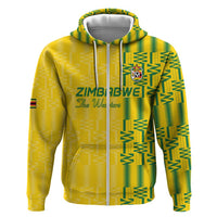 Custom Zimbabwe Football Zip Hoodie Come On Warriors - Kente Pattern - Wonder Print Shop