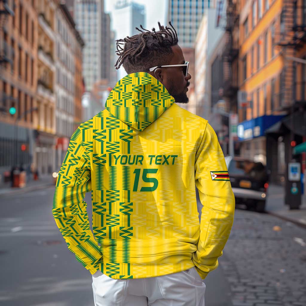 Custom Zimbabwe Football Zip Hoodie Come On Warriors - Kente Pattern - Wonder Print Shop