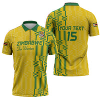 Custom Zimbabwe Football Zipper Polo Shirt Come On Warriors - Kente Pattern - Wonder Print Shop