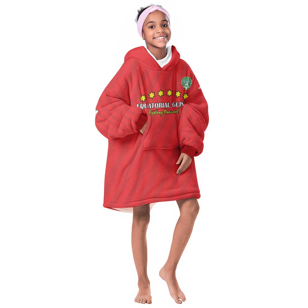 Custom Equatorial Guinea Football Kid Wearable Blanket Hoodie Go Nzalang Nacional Go - Wonder Print Shop