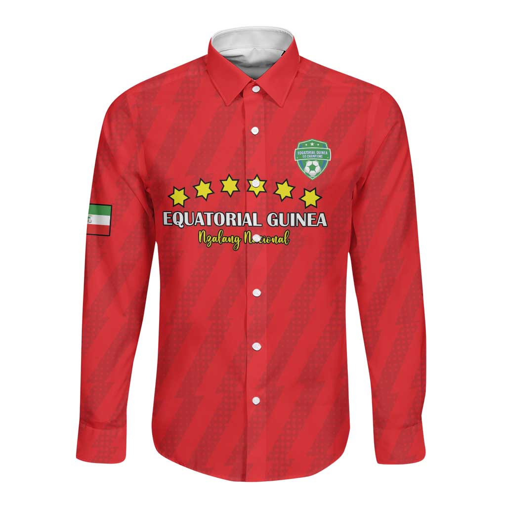 Custom Equatorial Guinea Football Long Sleeve Button Shirt Go Nzalang Nacional Go - Wonder Print Shop